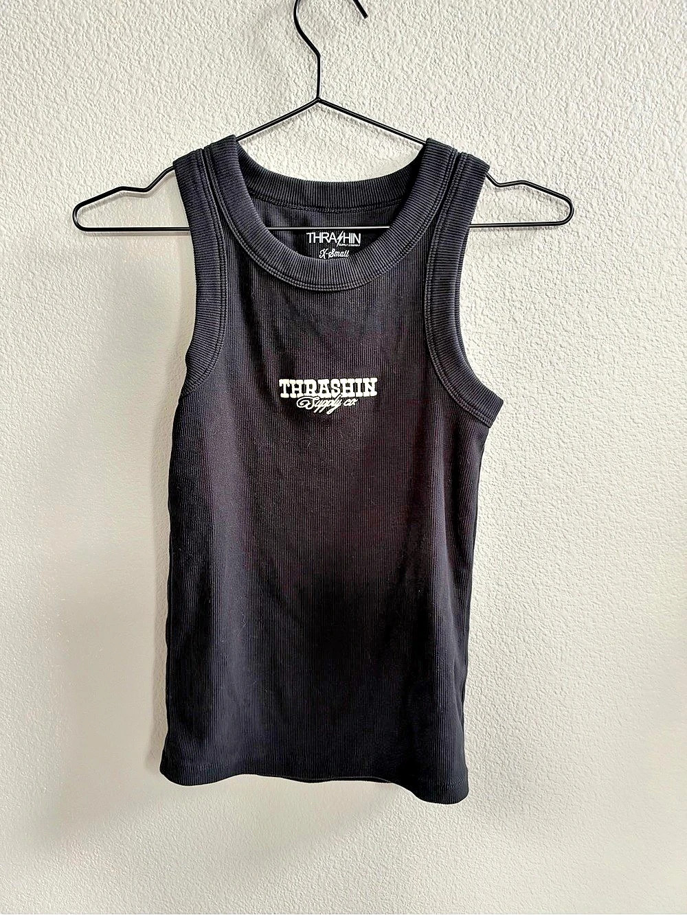 Thrashin Ribbed Tank Top in Black Size XS New